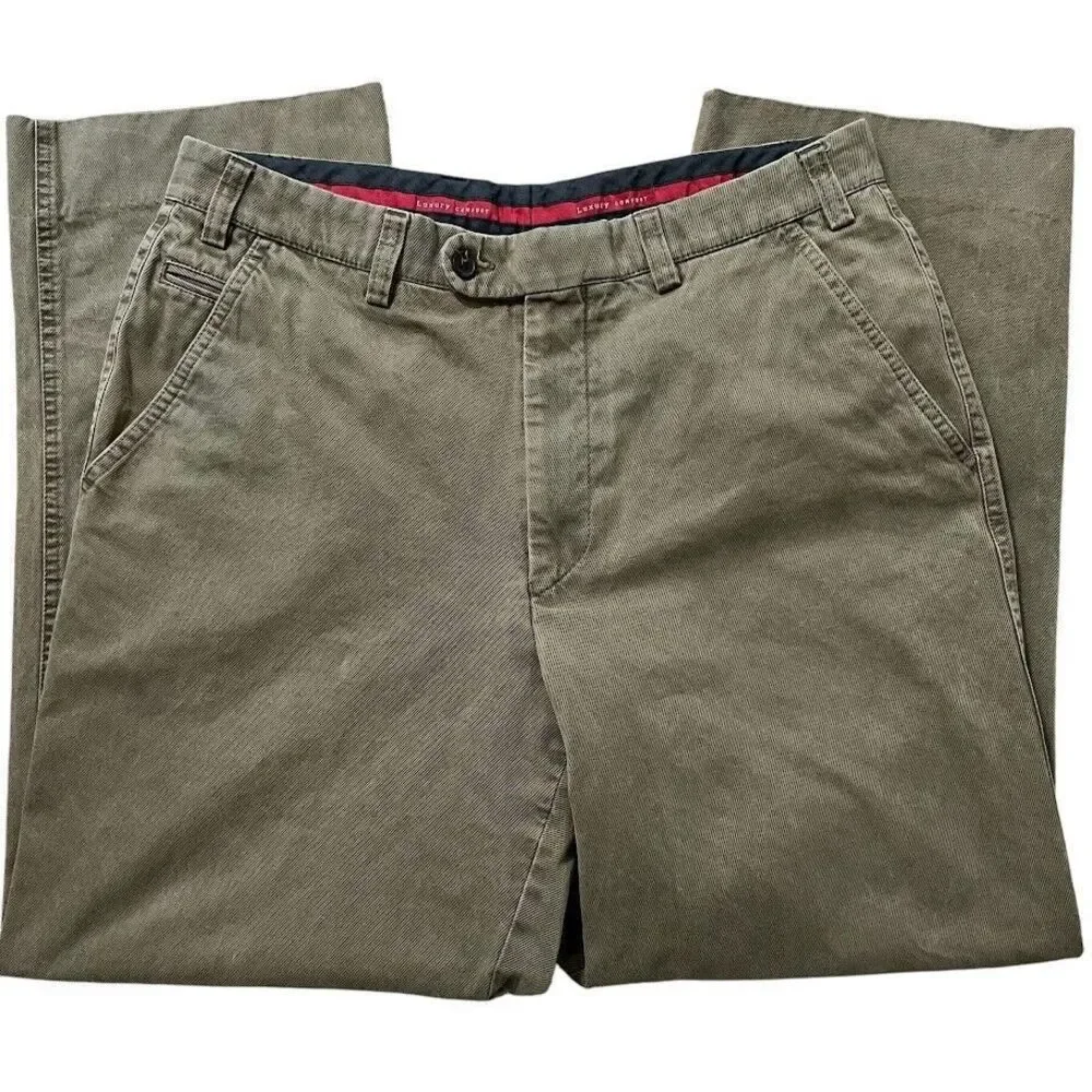 Hiltl ZE500 Ultimate Trouser Men's 38 Olive Khaki Soft Cotton Stretch